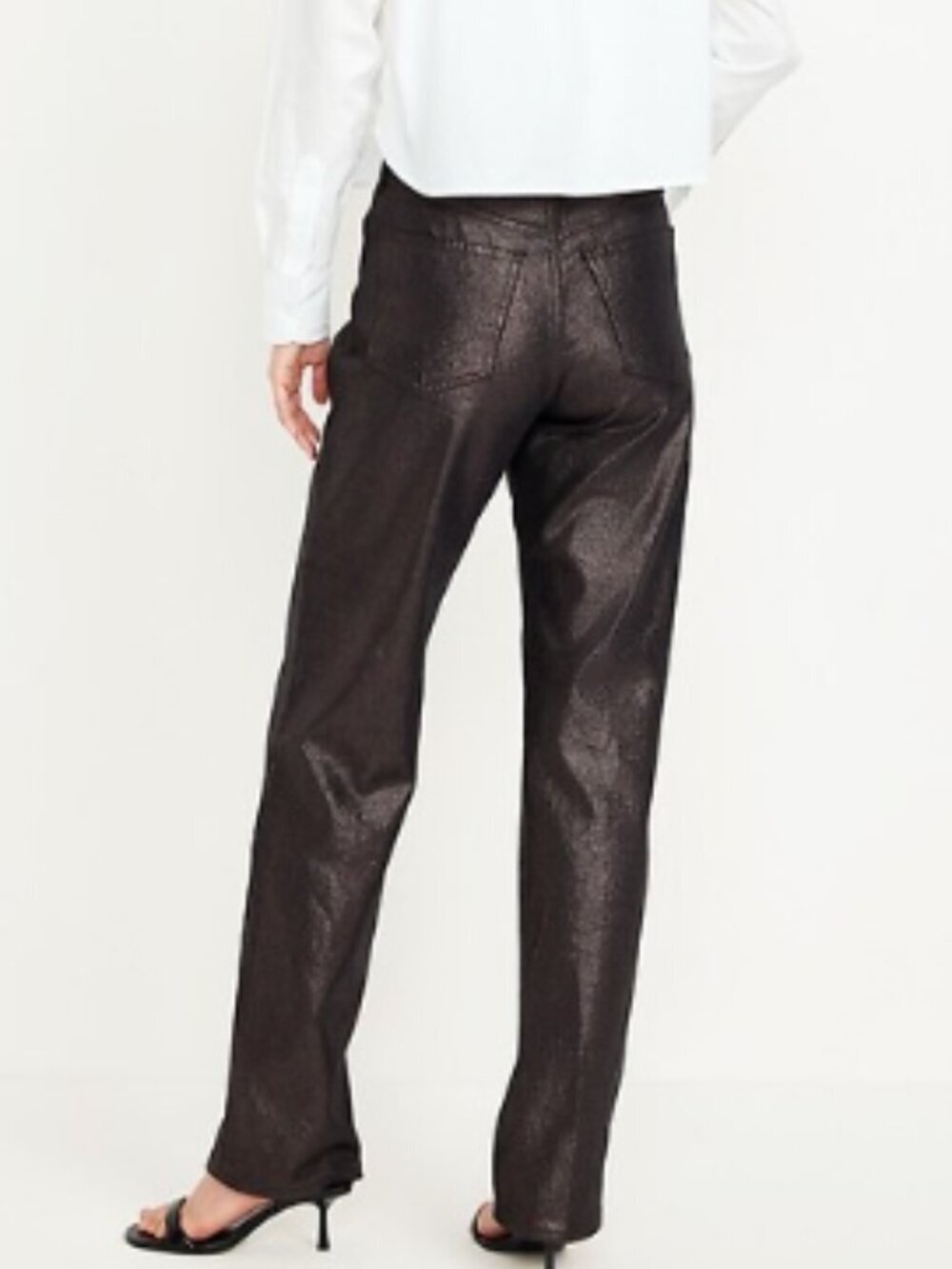 Old Navy High-Waisted Shine OG Loose Metallic Jeans Black Shine NWT Sizes 6 8